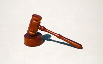 A wooden gavel resting on a surface