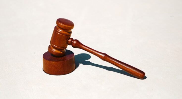 A wooden gavel resting on a surface