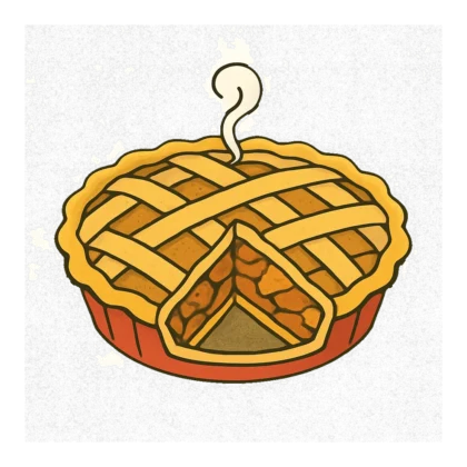 Apple pie clipart of a golden lattice pie in a dish with a slice cut out