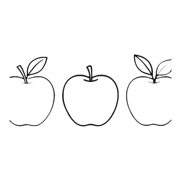 Apple clipart black and white of three apples in a row for a page border