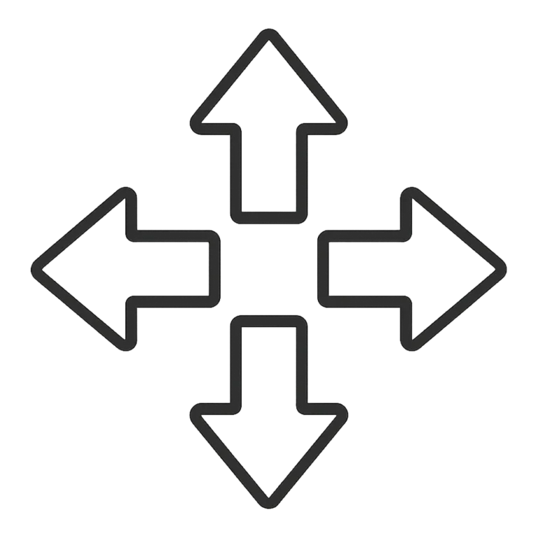 Arrow clipart black and white outline set of up, down, left and right arrows