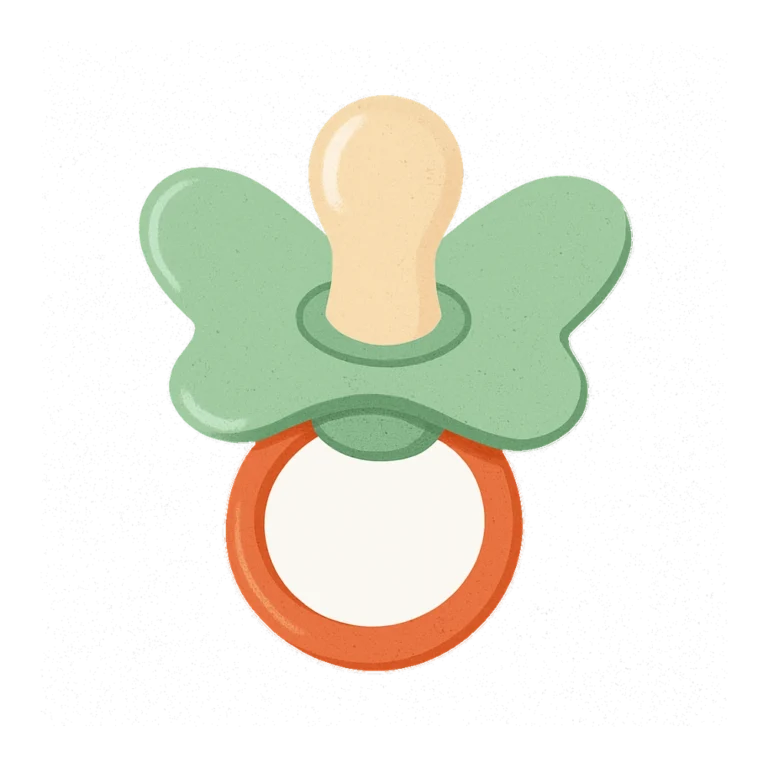 Pacifier clipart in retro colors of a mint pacifier with a round handle ring