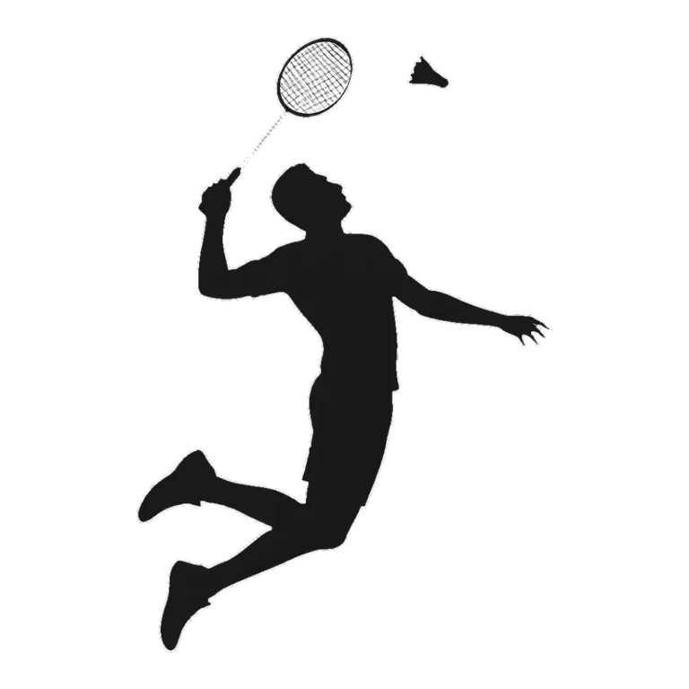 Badminton player silhouette clipart of a player jumping for an overhead smash