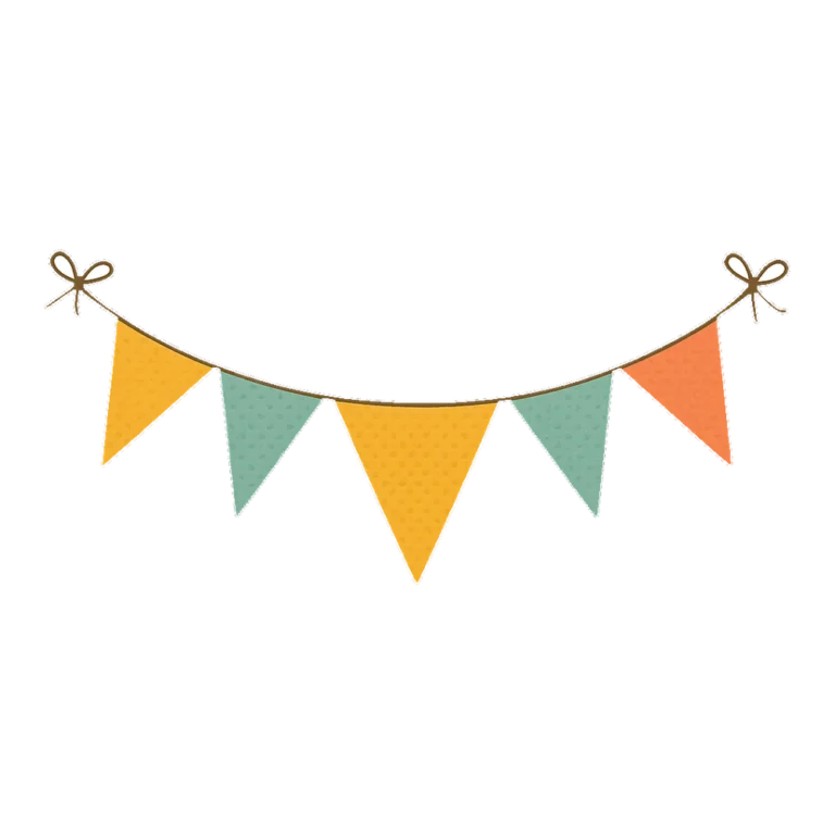 Banner clipart of a retro pennant bunting with triangle flags on a string