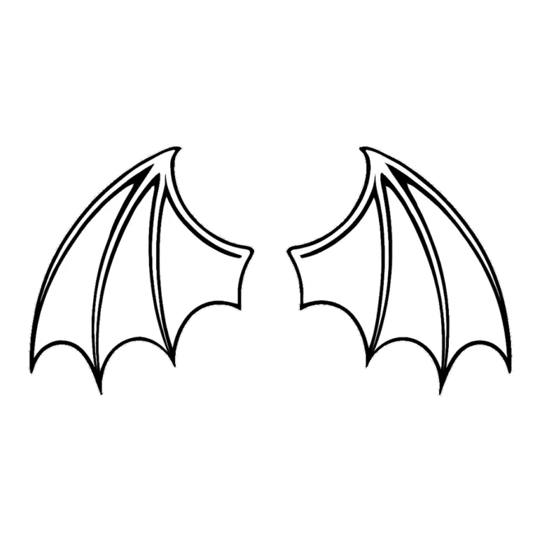 Bat wings clipart black and white outline of a pair of open bat wings