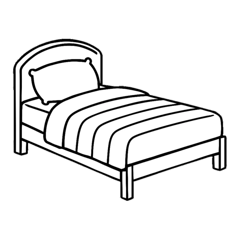 Bed clipart black and white outline of a simple bed with a curved headboard