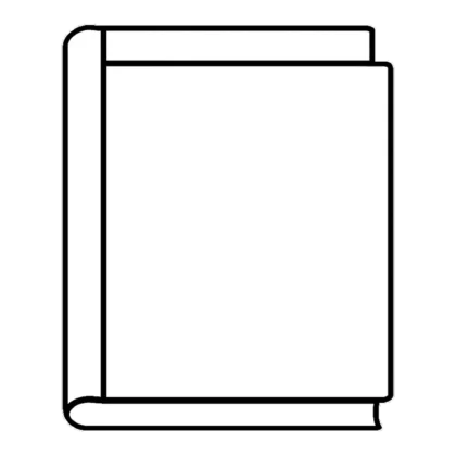 Easy black and white book clipart of a closed book with a blank cover