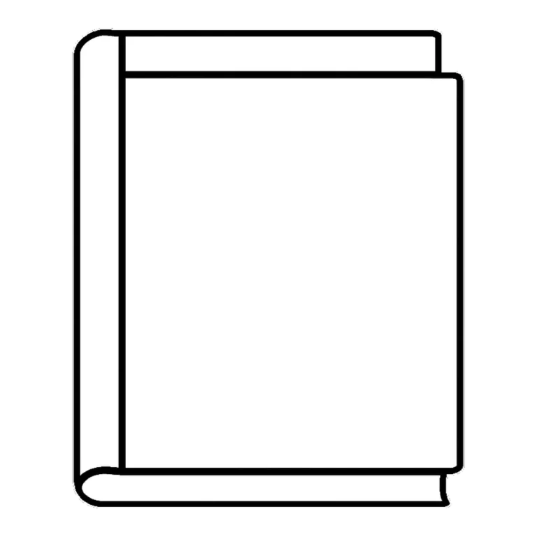 Easy black and white book clipart of a closed book with a blank cover