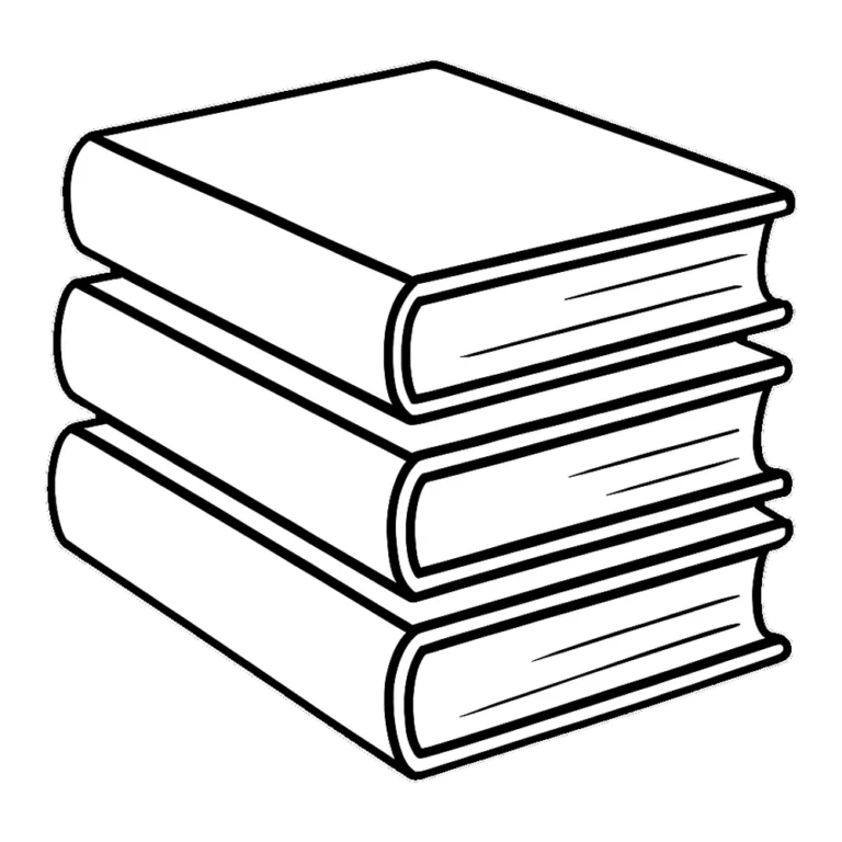 Book clip art black and white of a simple stack of three books in outline