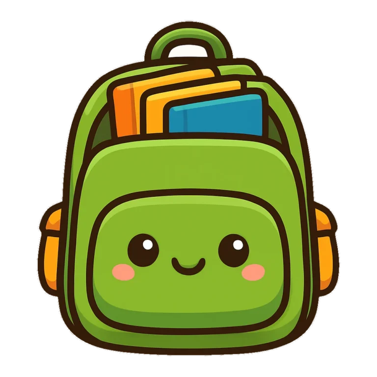 Bookbag clipart of a cute smiling backpack with books peeking out of the top