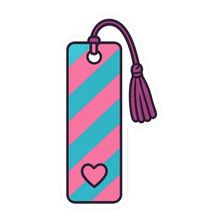 Bookmark clipart sticker of a striped bookmark with a purple tassel