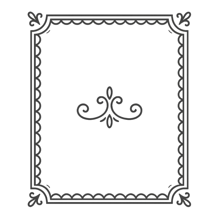 Line border clipart black and white with a scalloped double line edge