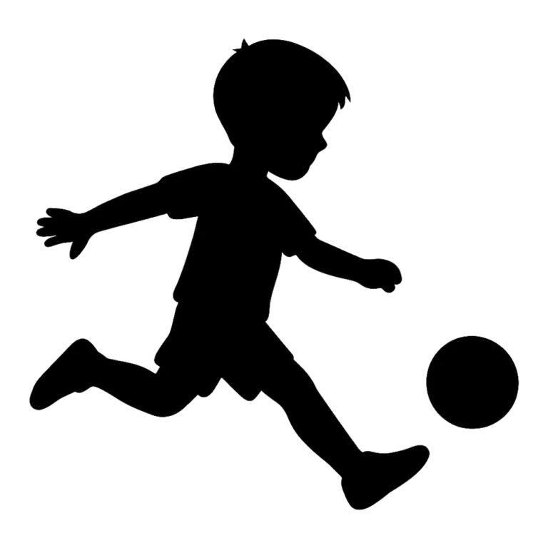 Boy clipart silhouette of a boy kicking a soccer ball in mid stride