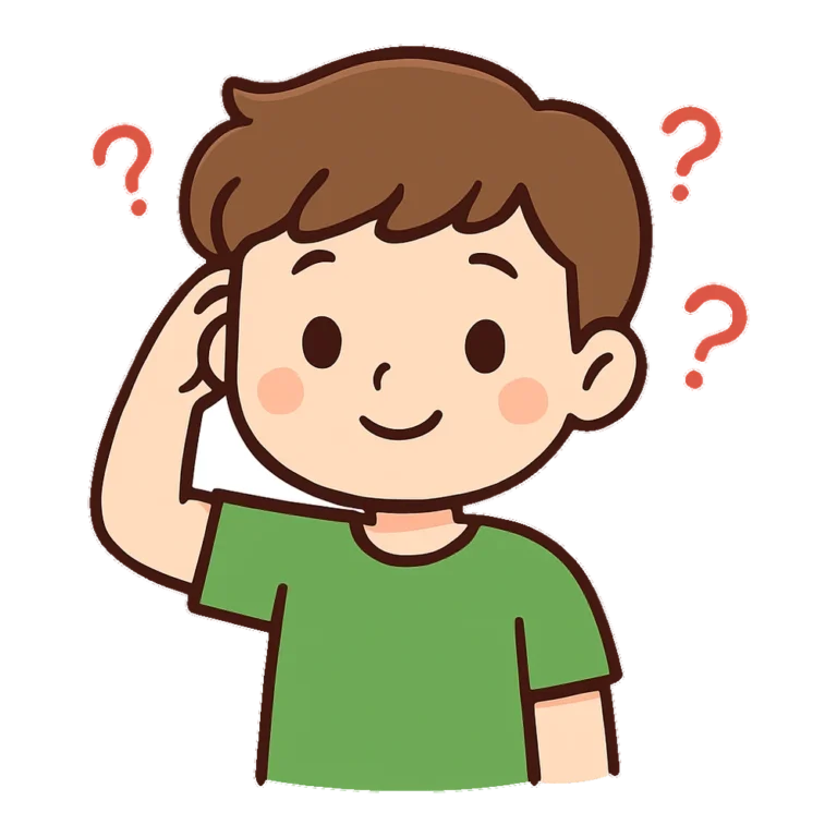 Boy thinking clipart of a puzzled cartoon boy scratching his head under question marks