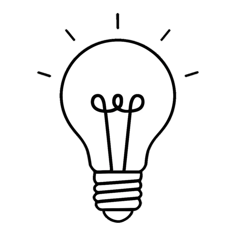 Light bulb clip art black and white outline of a bulb with a curly filament