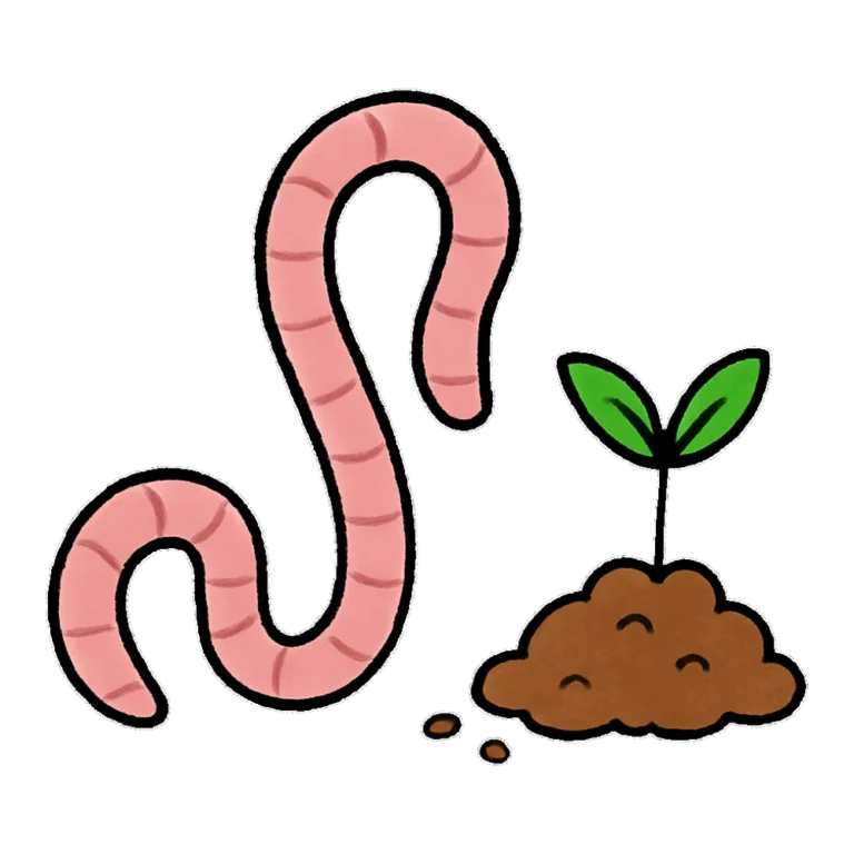 Worm clipart doodle of a wiggly pink earthworm peeking up with a happy face