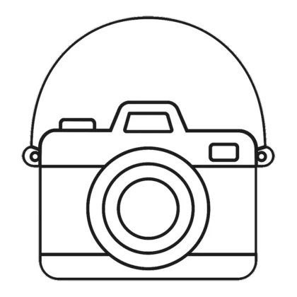 Camera clipart black and white outline of a simple camera with a round lens