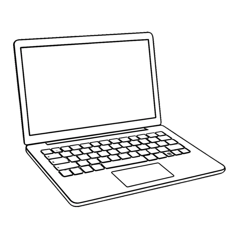 Laptop clipart black and white outline of an open laptop for labeling