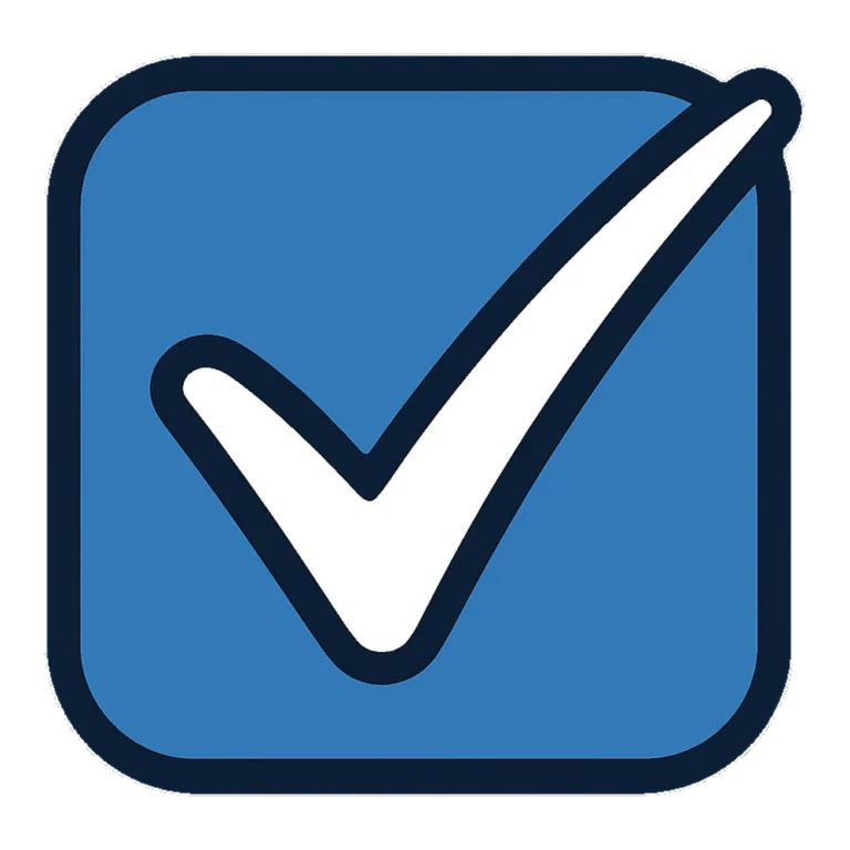 Check mark clip art of a blue square checkbox with a bold tick inside