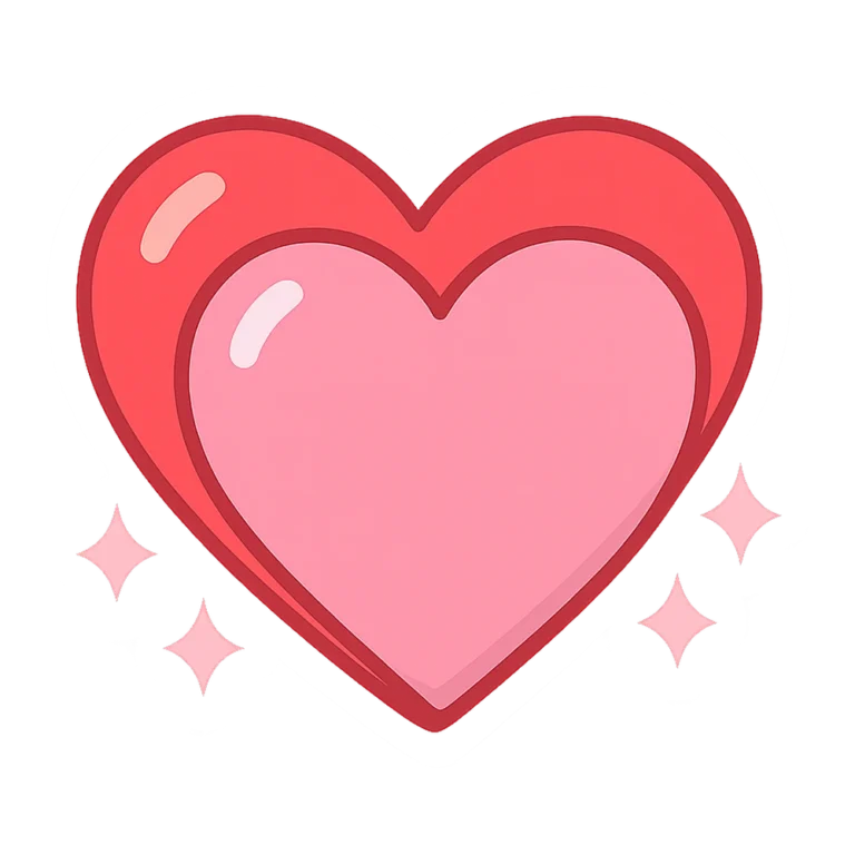Heart clipart sticker of a pink heart layered over a larger red heart