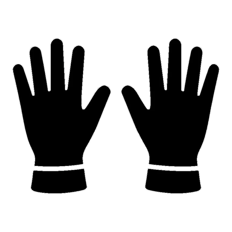 Clothing clip art silhouette of a pair of gloves with spread fingers