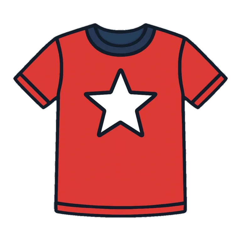 Shirt clipart of a red t-shirt with a white star on the front