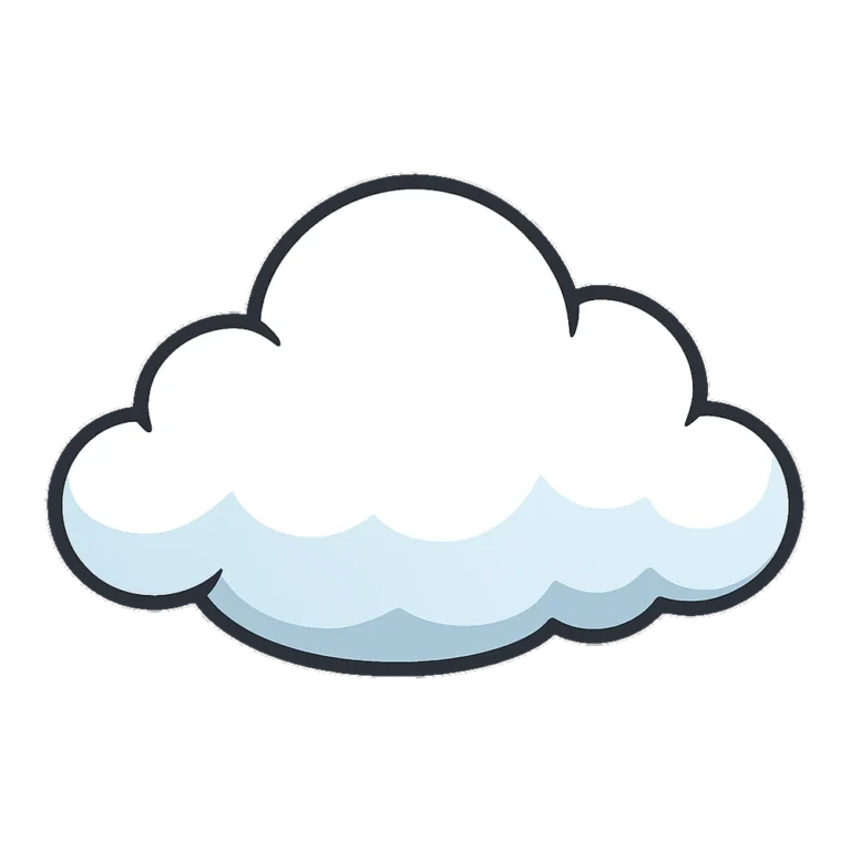 Cloud clipart of a fluffy white cloud with a light blue shadow underneath