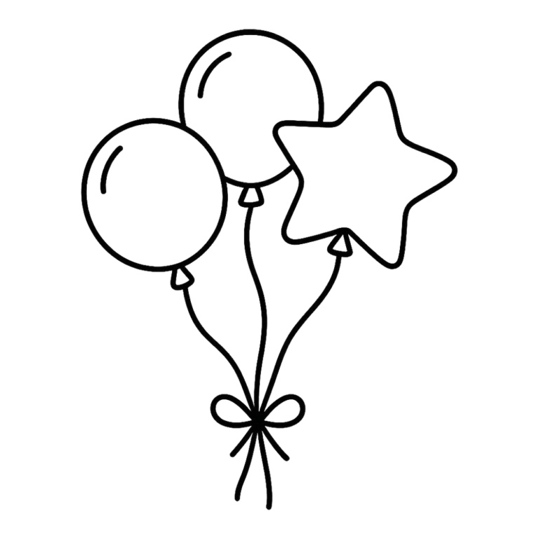 Congratulations clip art outline of three balloons and a star tied together