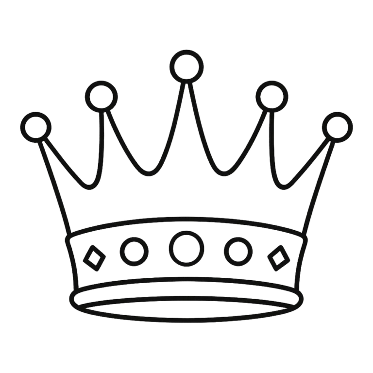 Crown clipart black and white outline of a king crown with round jewels
