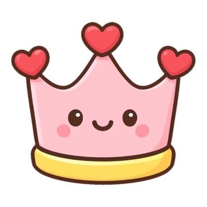 Princess crown clipart of a cute pink crown with heart gems and a happy face