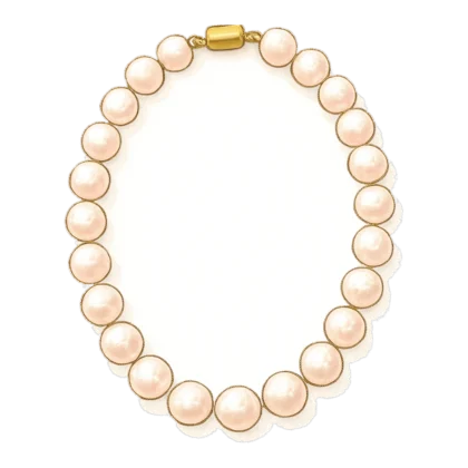 Jewelry clipart in soft watercolor of a pearl necklace with a gold clasp