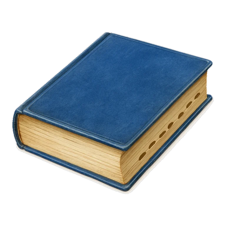 Dictionary clipart of a thick blue dictionary with thumb tabs and a gold edge