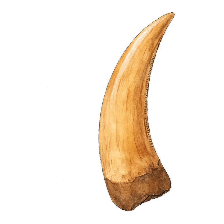 Dinosaur teeth clipart of a long curved fossil tooth painted in watercolor