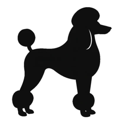 Poodle clipart silhouette of a standing poodle with a fluffy topknot and pom tail