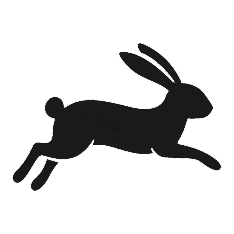 Easter bunny clipart silhouette of a hopping rabbit with stretched legs and tall ears