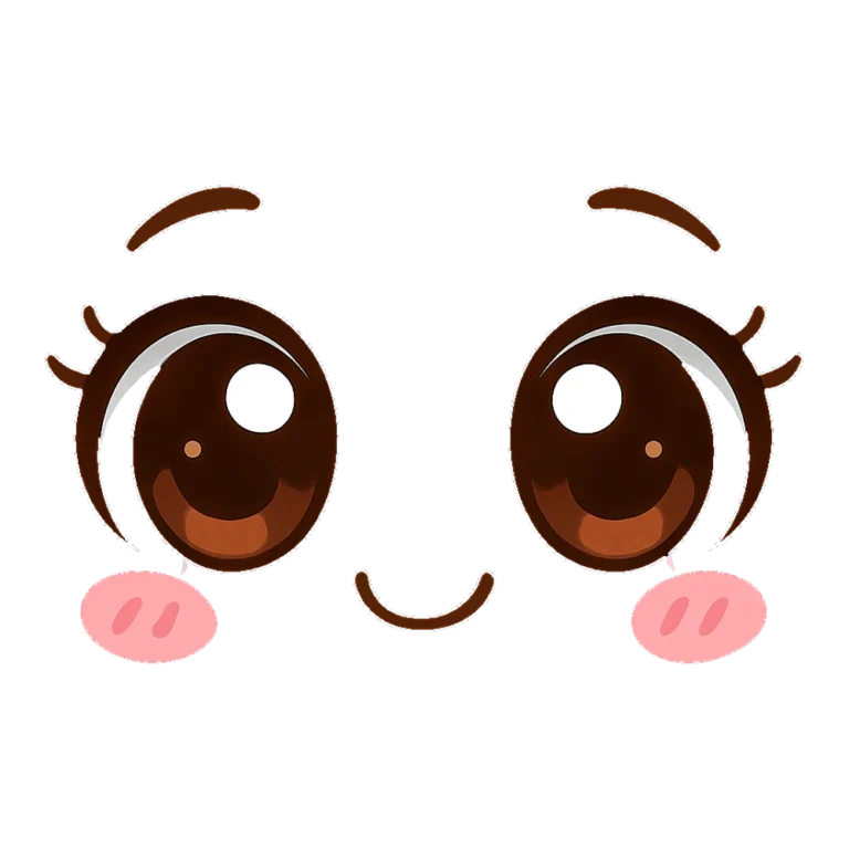 Cute eyes clipart of two big cartoon eyes with sparkles and curled lashes