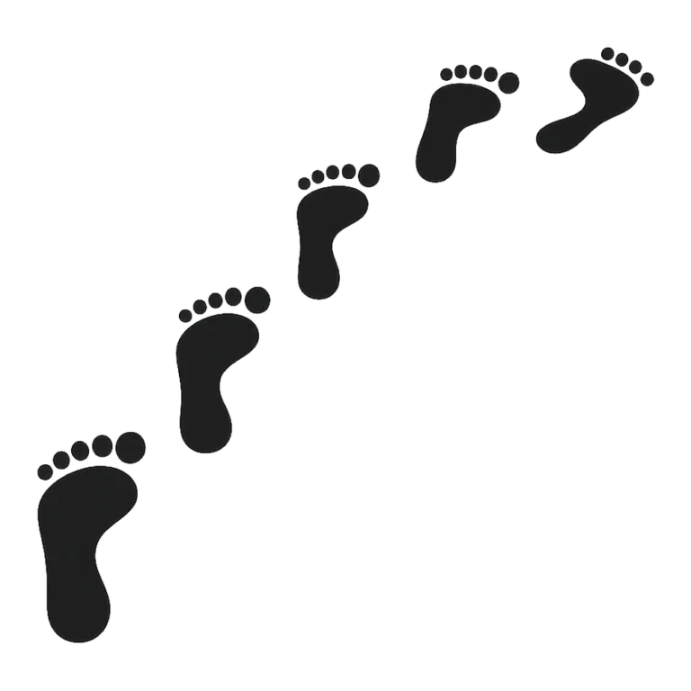 Footprint clipart silhouette of bare walking feet prints stepping in a curved trail