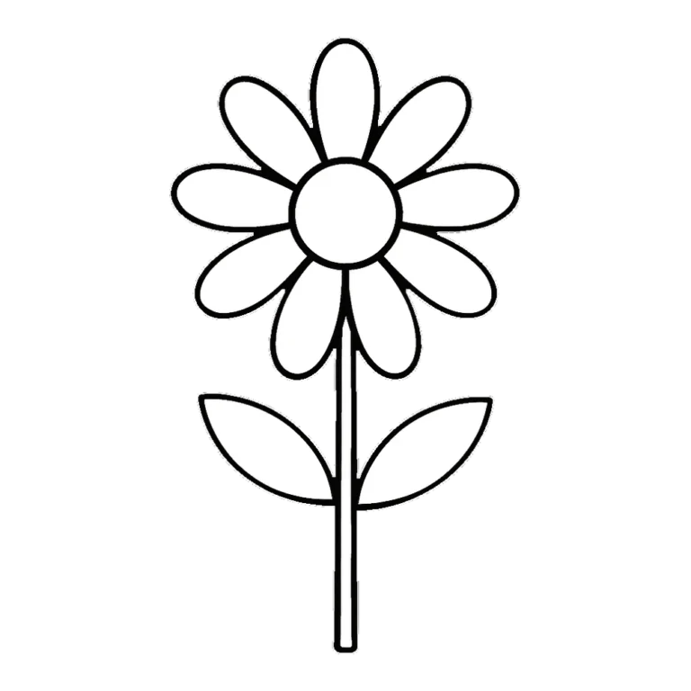 Flower clipart black and white outline of a simple daisy with a round center