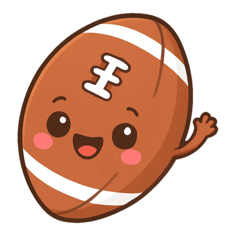 Cute football clipart of a smiling football waving with a tiny arm