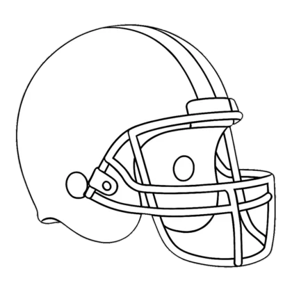Football helmet clipart black and white outline with a face mask and chin strap