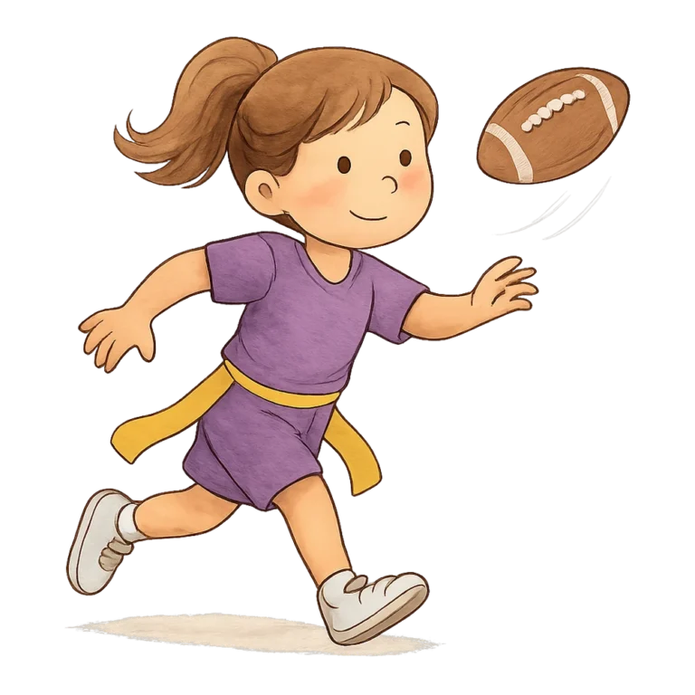 Watercolor football player clipart of a girl throwing a spiral pass