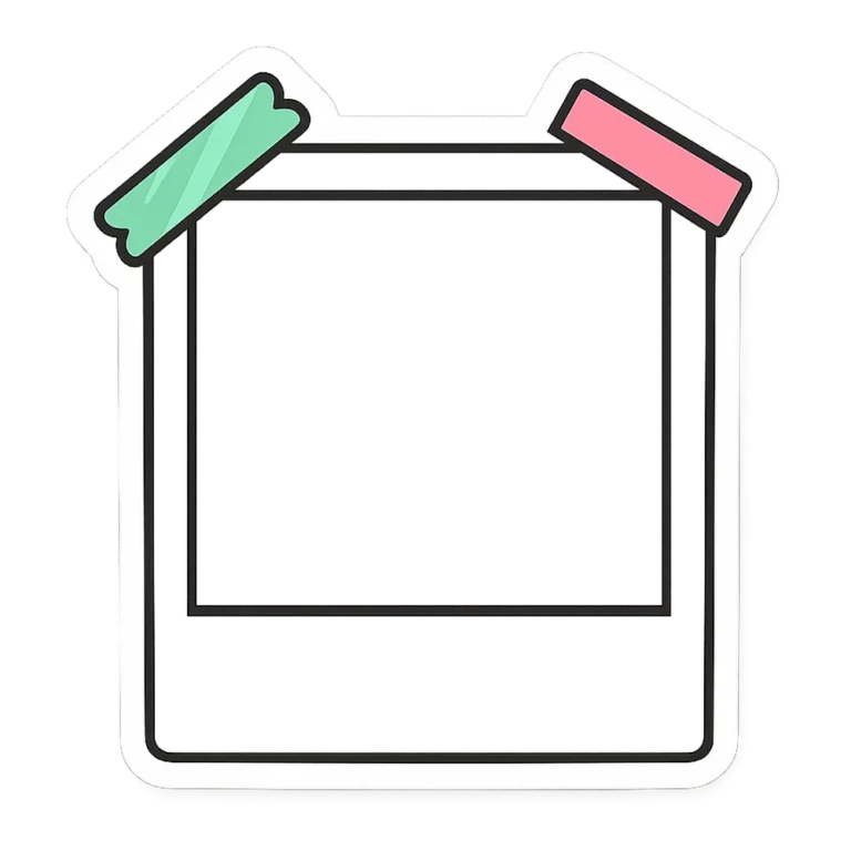 Frame clipart sticker of an instant photo frame with two strips of washi tape