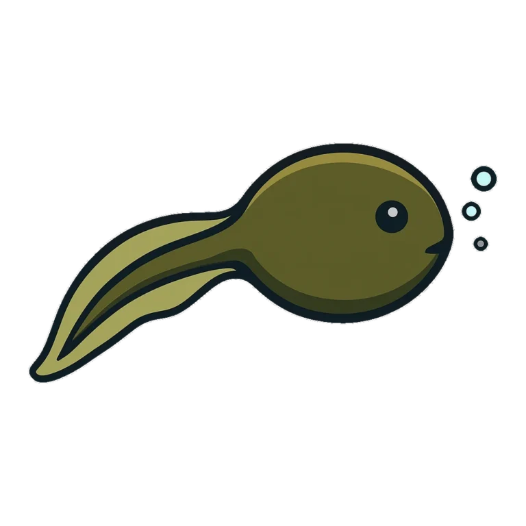 Frog clip art of a small tadpole swimming with a long curvy tail