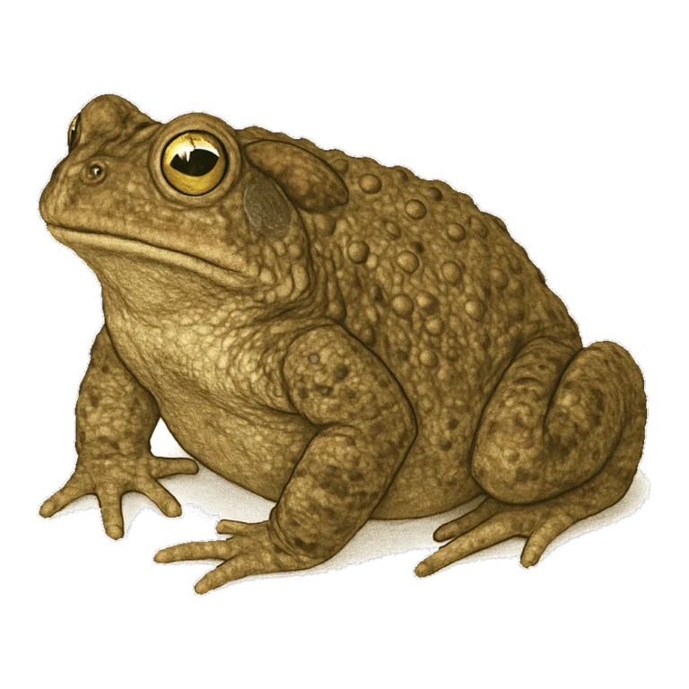 Toad clipart of a realistic brown toad with bumpy skin sitting low