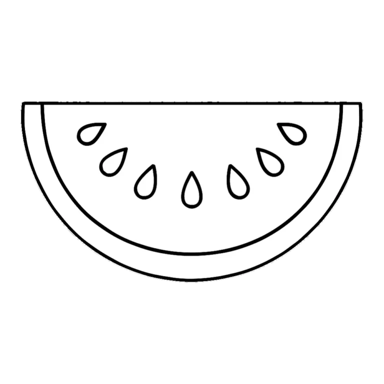 Watermelon clipart black and white outline of a half moon slice with seeds