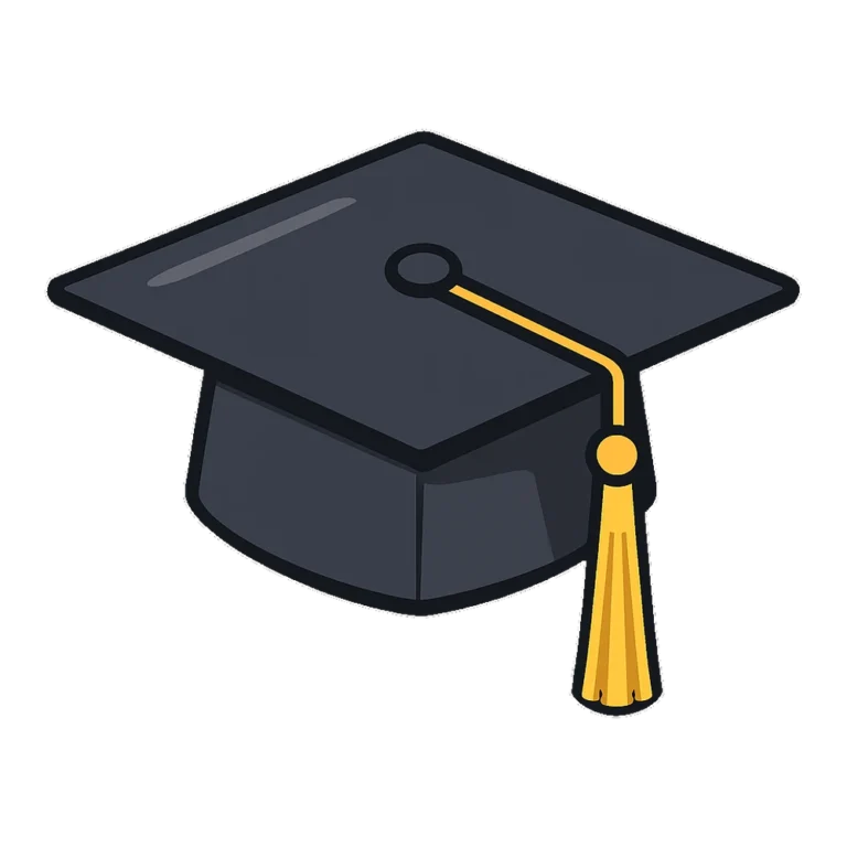 Graduation cap clipart of a black mortarboard with a gold tassel hanging to the side