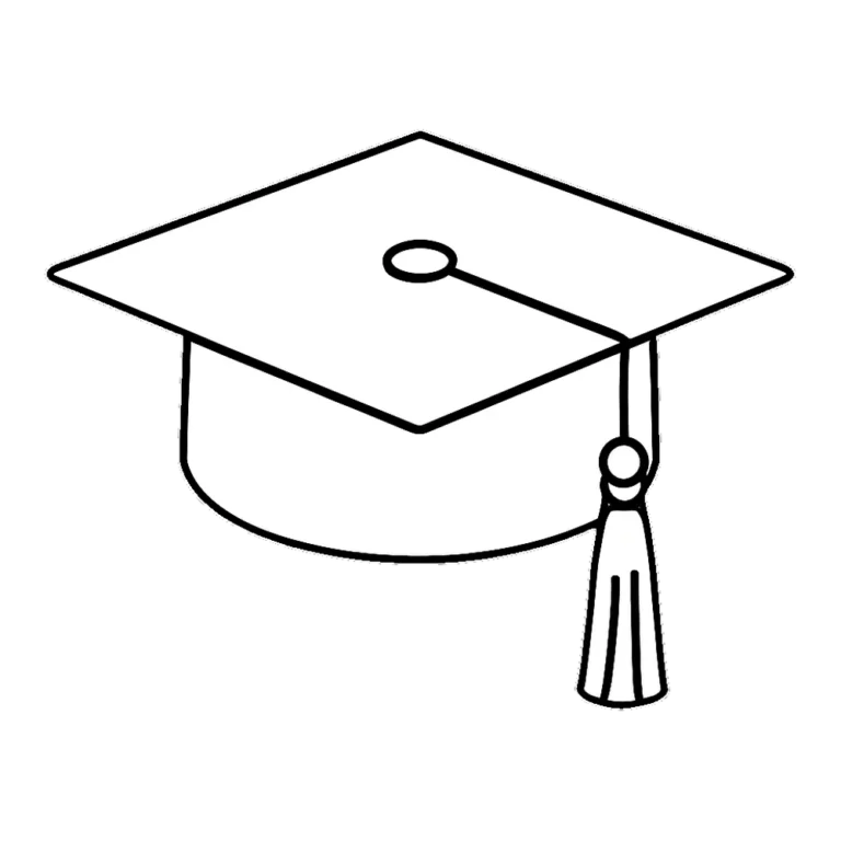 Graduation cap clipart outline of a mortarboard and tassel in clean black lines