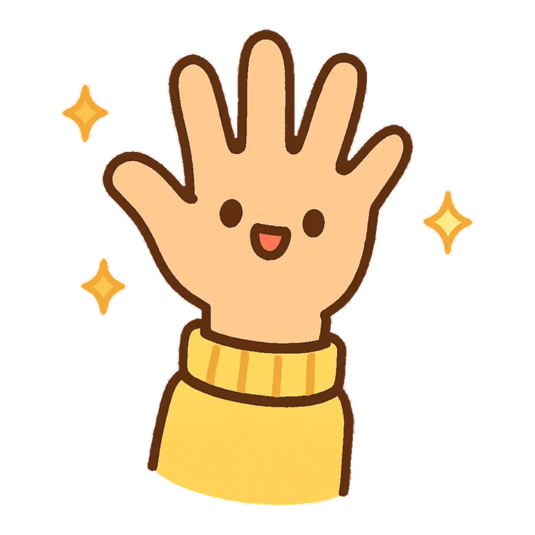 Raise your hand clipart of a cute child's hand lifted high in a yellow sleeve