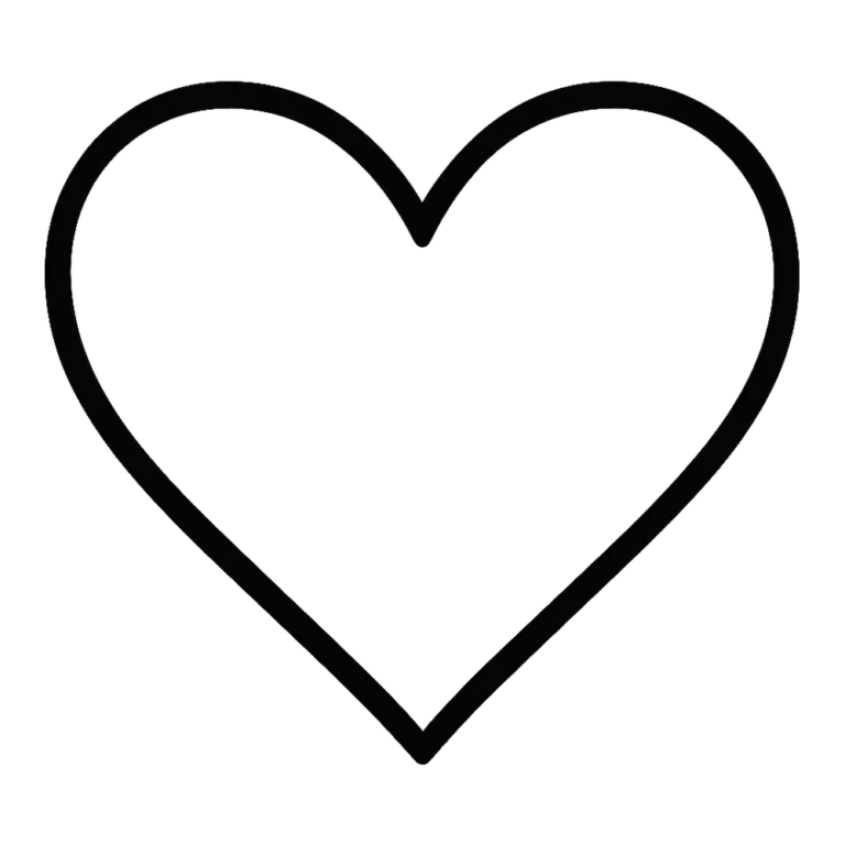 Heart outline clipart of a simple black and white heart with a thick line