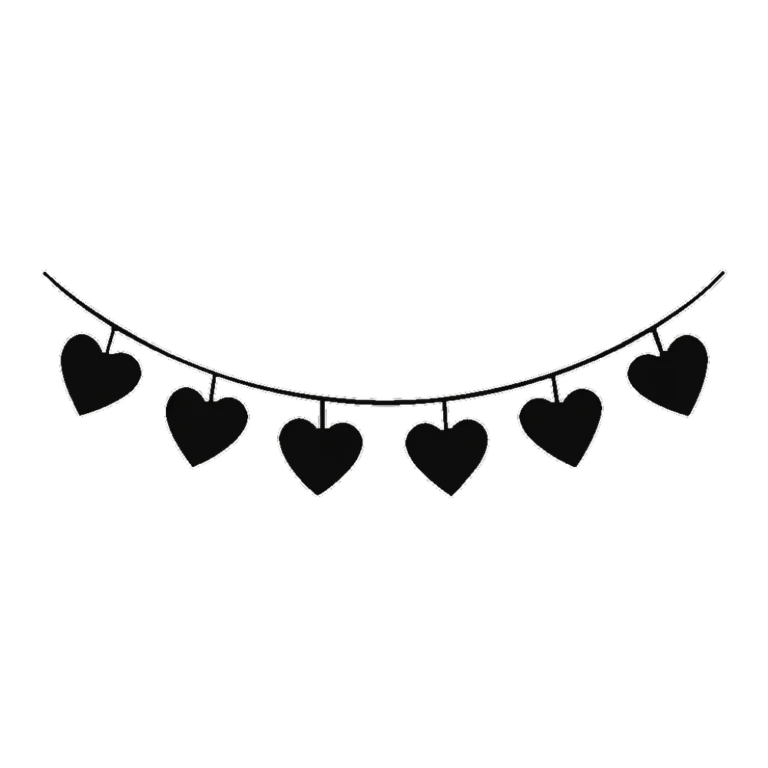 Heart border clipart silhouette of a row of small hearts hanging on a string
